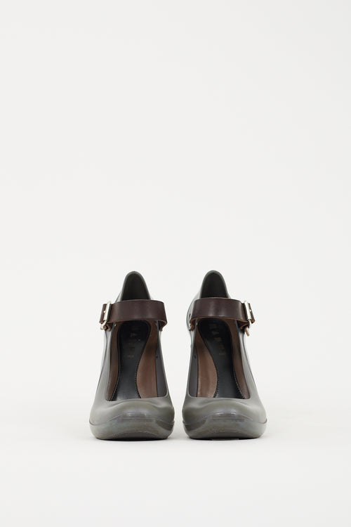 Marni Grey & Brown Rubber Mary Jane Pump