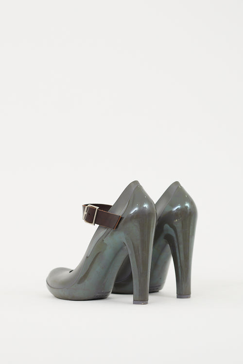 Marni Grey & Brown Rubber Mary Jane Pump