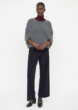Marni Grey & Burgundy Wool Shawl
