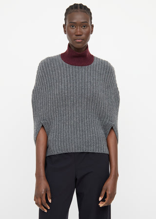 Marni Grey & Burgundy Wool Shawl