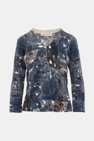 Marni Knit Printed V-Neck Top