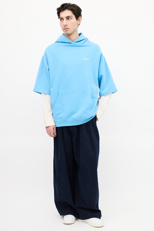 Marni Light Blue Layered Logo Hoodie