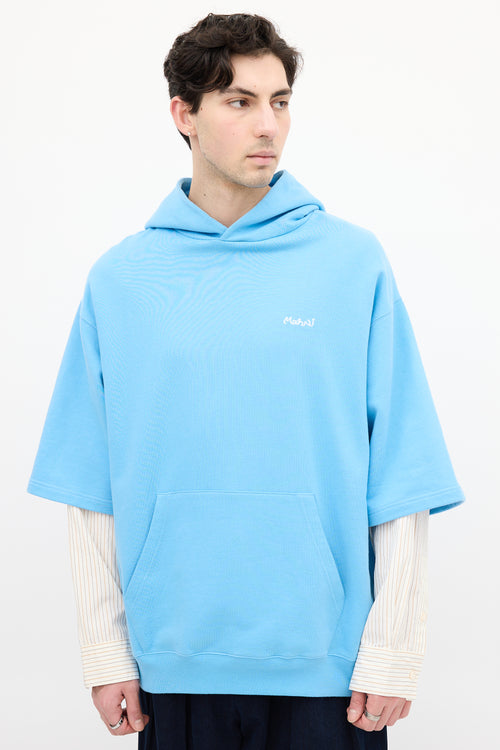 Marni Light Blue Layered Logo Hoodie