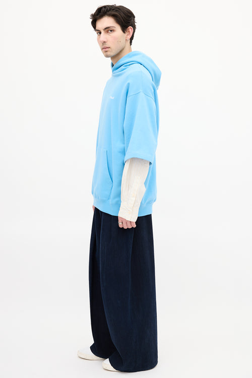 Marni Light Blue Layered Logo Hoodie