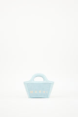 Marni Light Blue Raffia & Leather Micro Tropicalia Tote