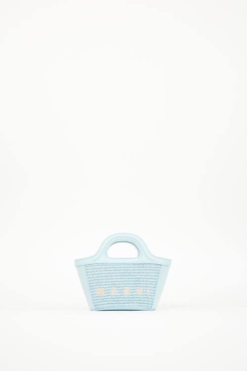 Marni Light Blue Raffia & Leather Micro Tropicalia Tote