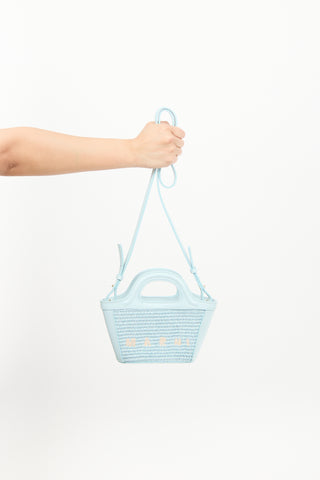 Marni Light Blue Raffia & Leather Micro Tropicalia Tote