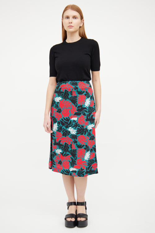 Marni Green Multi Pattern Midi Skirt