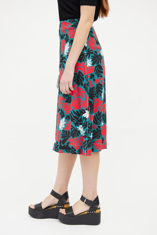 Marni Green Multi Pattern Midi Skirt