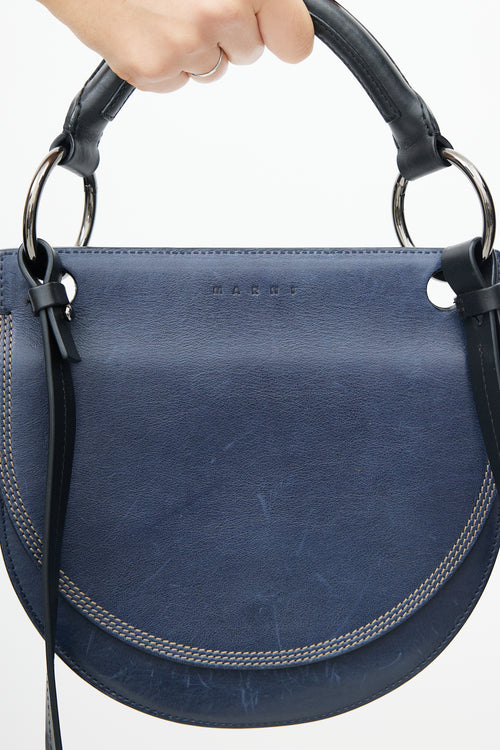 Marni Blue Leather Double Sided Saddle Bag