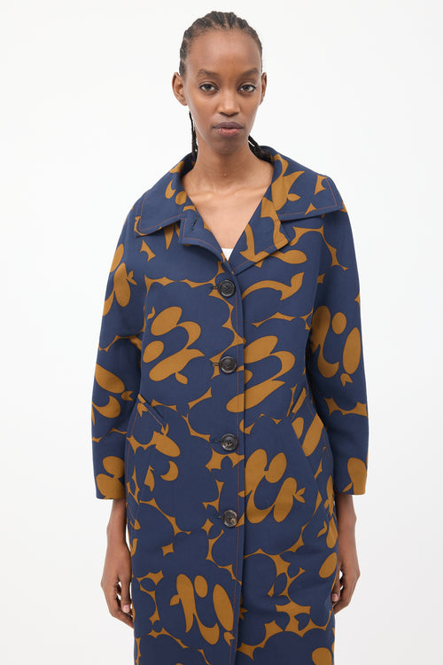 Marni Navy & Brown Floral Light Coat