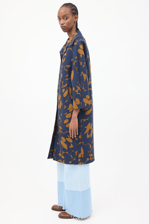 Marni Navy & Brown Floral Light Coat