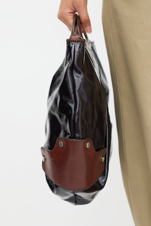 Marni Navy & Brown Patent Leather Balloon Bag