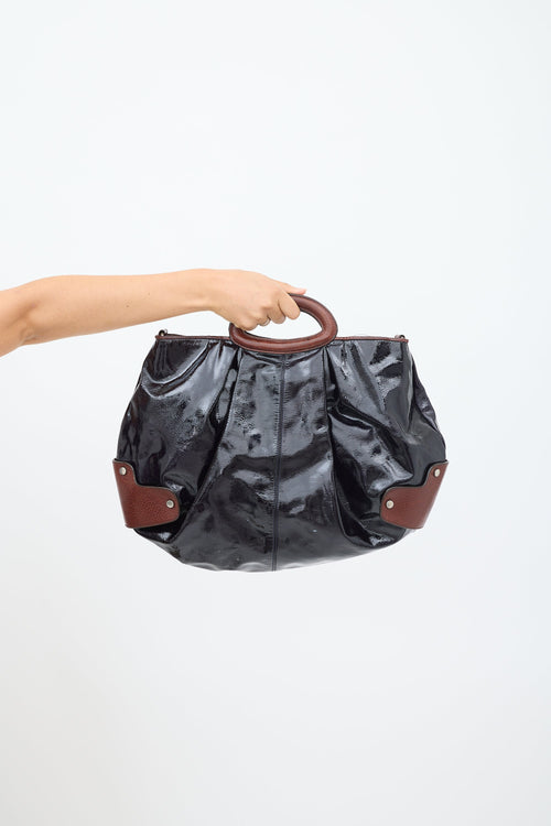 Marni Navy & Brown Patent Leather Balloon Bag