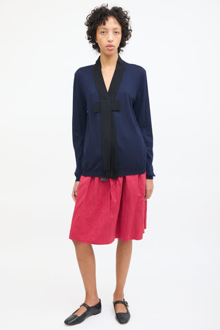 Marni Navy Cashmere Bow Cardigan