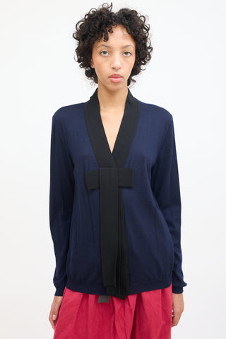 Marni Navy Cashmere Bow Cardigan