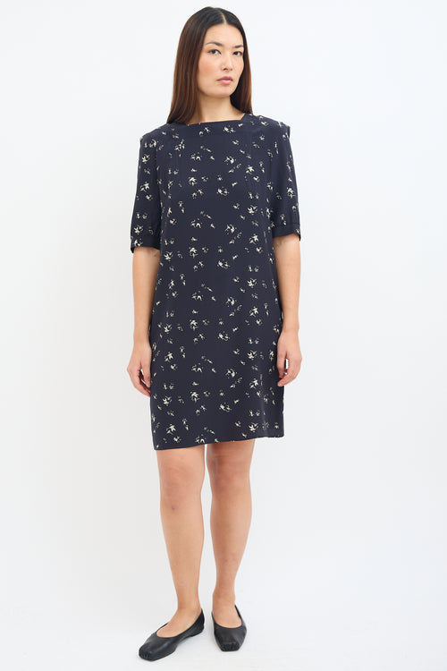 Marni Navy & White Silk Printed Dress