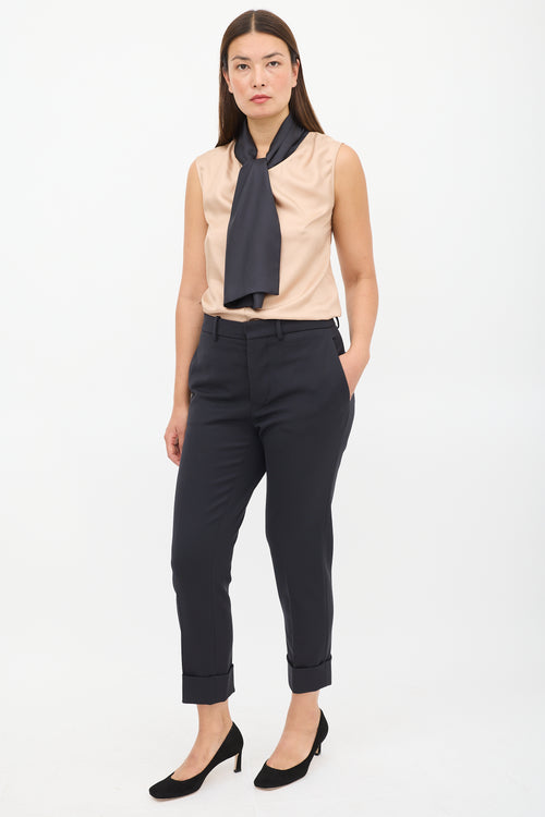 Marni Navy Cuffed Slim Trouser