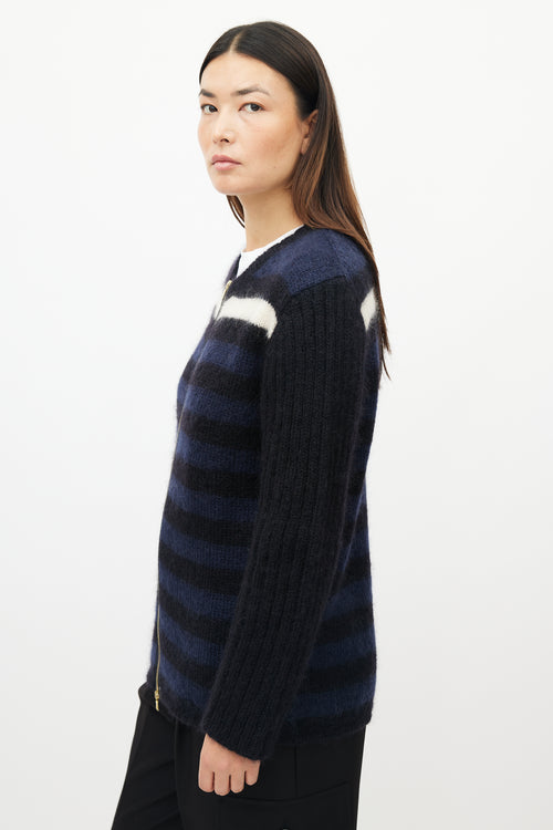 Marni Navy & White Striped Mohair Sweater