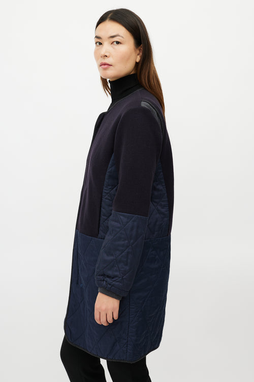 Marni Navy Wool Quilted Jacket