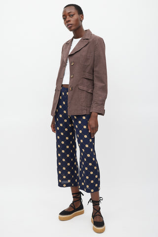 Marni Navy & Yellow Floral Pant