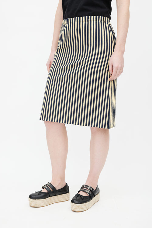 Marni Navy & Yellow Stripe Pencil Skirt