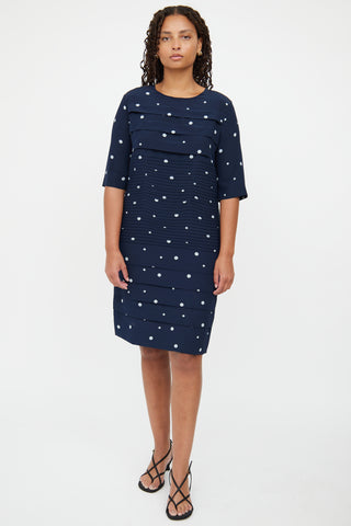 Marni Navy & Blue Silk Pleated Dress