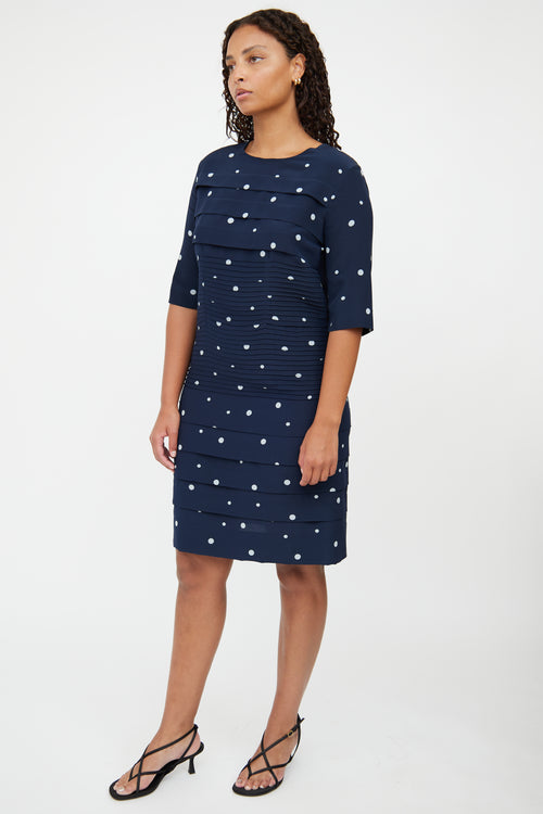 Marni Navy & Blue Silk Pleated Dress