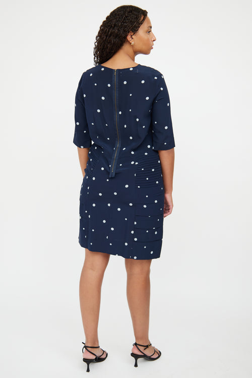 Marni Navy & Blue Silk Pleated Dress