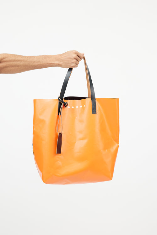 Marni Orange & Black Leather Tote Bag