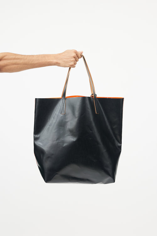 Marni Orange & Black Leather Tote Bag