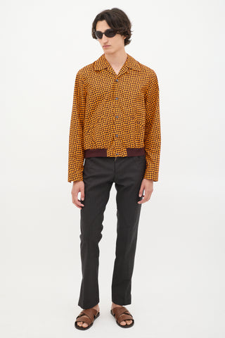 Marni Orange & Brown Cotton Checker Shirt