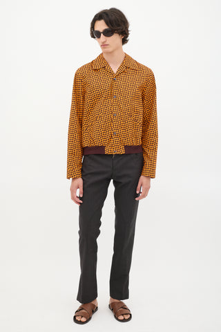 Marni Orange & Brown Cotton Checker Shirt