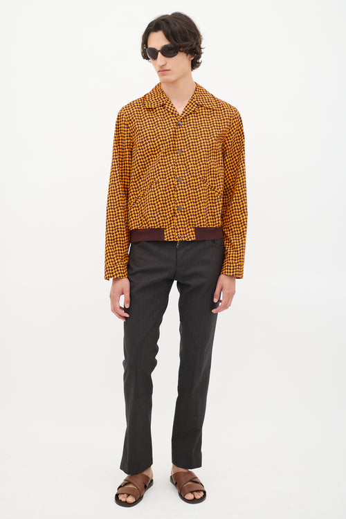 Marni Orange & Brown Cotton Checker Shirt