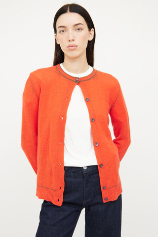 Marni Orange & Green Stitch Cashmere Cardigan
