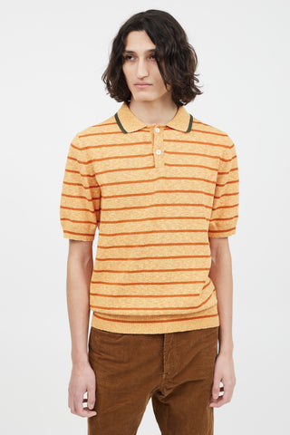 Marni Orange Striped Knit Polo