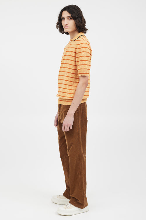 Marni Orange Striped Knit Polo