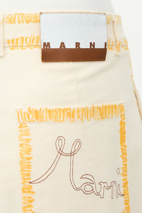 Marni Painted Cropped Jeans