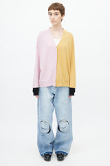 Mani Pink & Beige Colourblock Cardigan