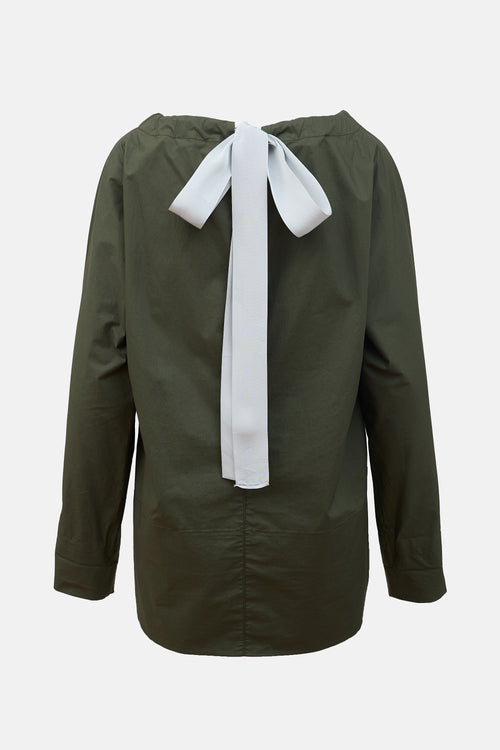 Marni Poplin Drawstring Collar Blouse