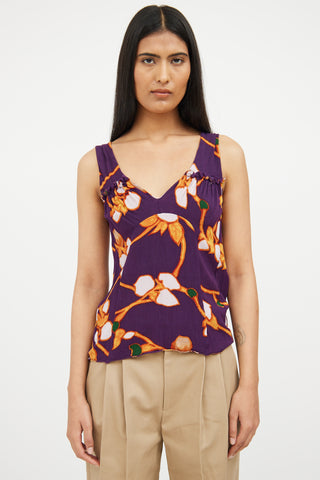 Marni Purple & Multi Floral Pattern Top