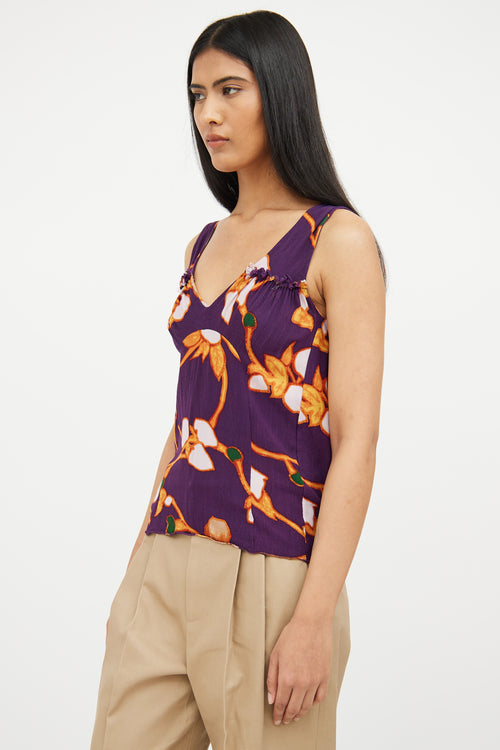 Marni Purple & Multi Floral Pattern Top