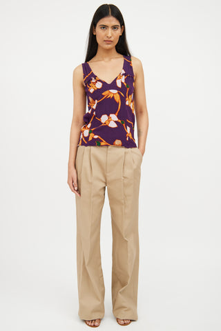 Marni Purple & Multi Floral Pattern Top