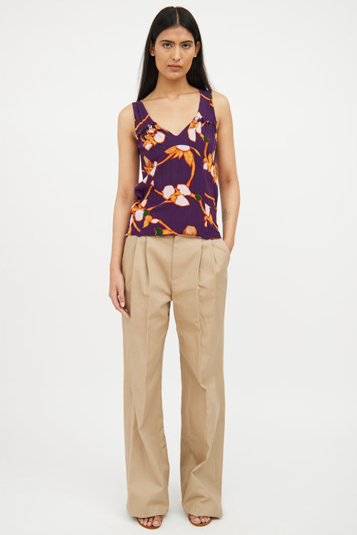 Marni Purple & Multi Floral Pattern Top