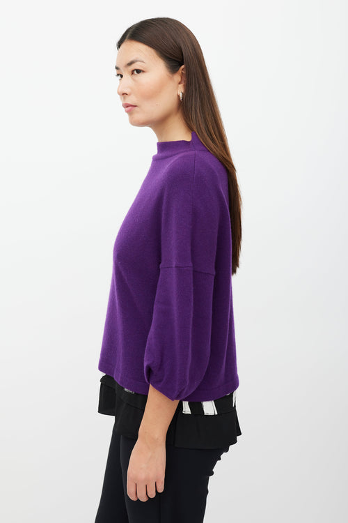 Marni Purple Cashmere Puff Short Sleeve Sweater