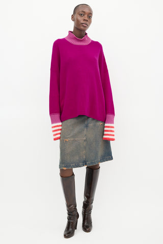 Marni Purple & Multi Wool Mock Neck Sweater