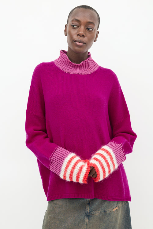 Marni Purple & Multi Wool Mock Neck Sweater