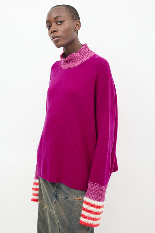 Marni Purple & Multi Wool Mock Neck Sweater