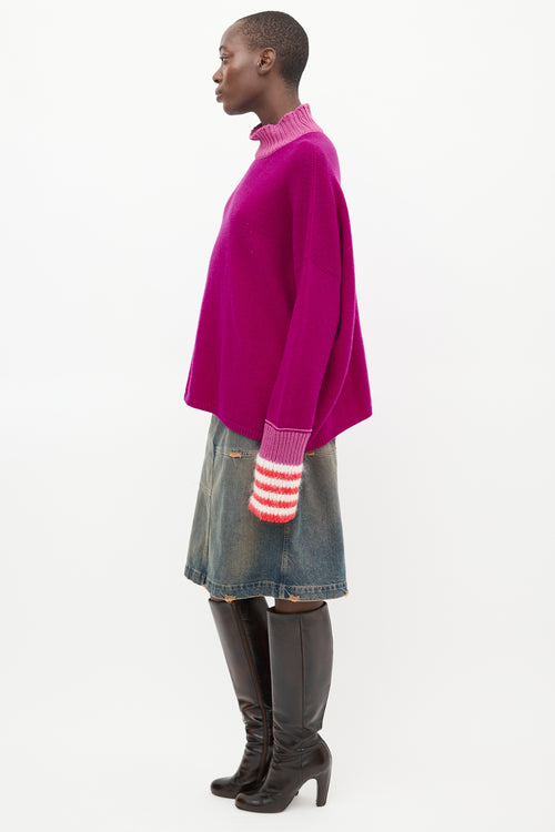 Marni Purple & Multi Wool Mock Neck Sweater