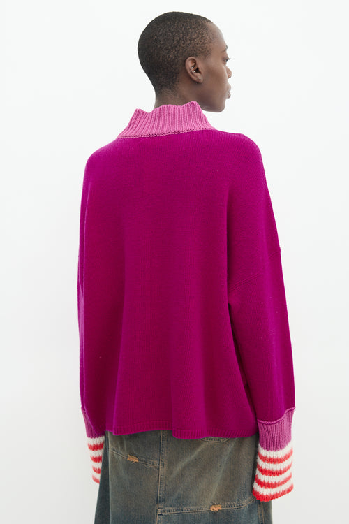 Marni Purple & Multi Wool Mock Neck Sweater